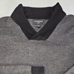 Banana Republic men's black merino wool pullover sweater shawl collar EUC M